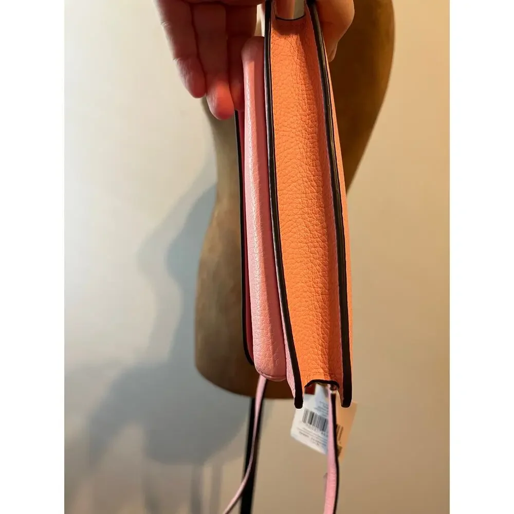 Kate Spade Leila Small Flap Crossbody Pebbled Leather in Peachy Rose $269